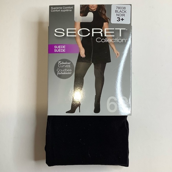 SECRET Black Supreme Comfort Suede Opaque Tights Size 3+ - Picture 7 of 7